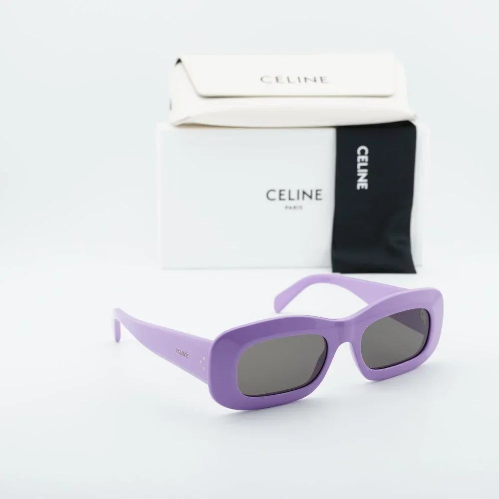 Celine CL40294I 78A Rectangle Sunglasses - Shiny Purple/Grey - Picture 5 of 9